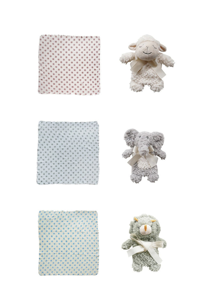 Polka Dot Baby Blanket & Plushie Set