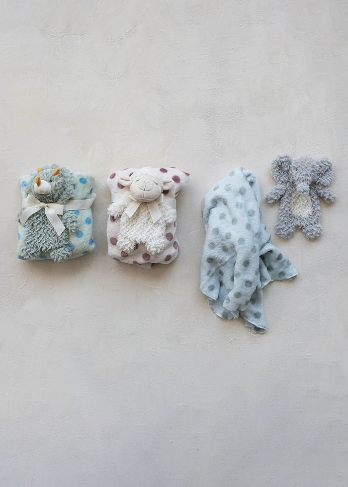 Polka Dot Baby Blanket & Plushie Set
