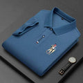 man wearing blue polo shirt casual outfit