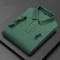 Premium Cotton Dark Green Polo Shirt Close-up