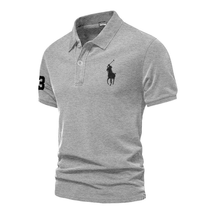 Mens Polo Shirt Heather Grey Comfortable Cotton