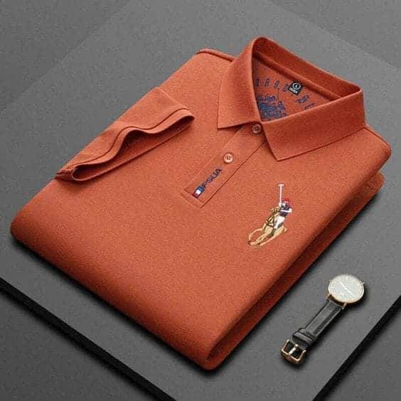 Slim fit orange polo shirt Dubai casual wear