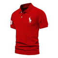 Shocking Red Men’s Polo Shirt Front View