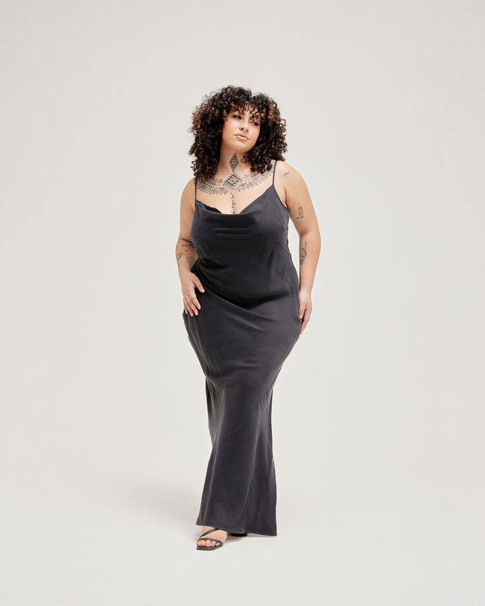 POPPY COWL DRESS BLACK