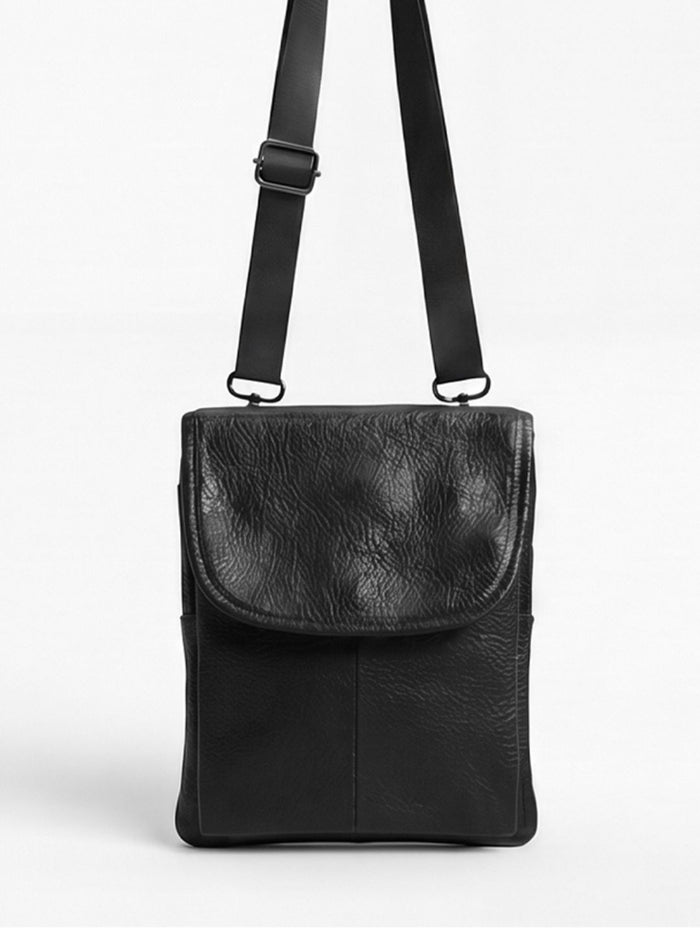 Powerlook Black Leather Crossbody Bag