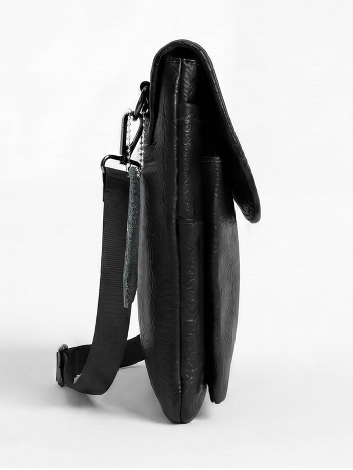Powerlook Black Leather Crossbody Bag