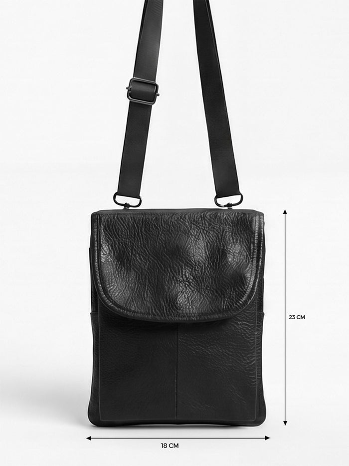Powerlook Black Leather Crossbody Bag