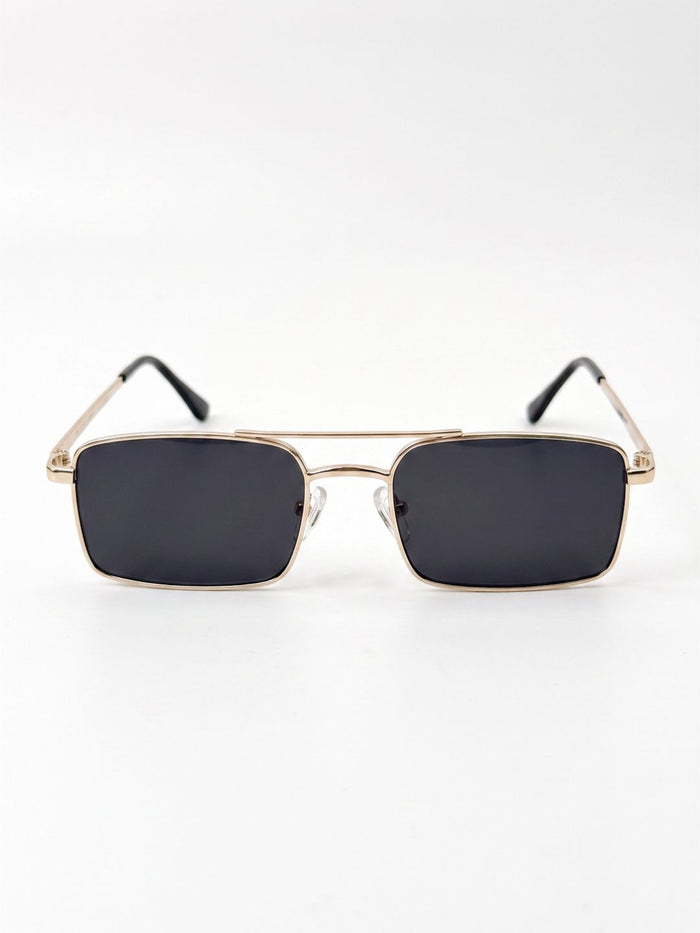 Powerlook Gold Rectangle Sunglasses