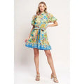 Printed Mini Dress Collared with Waist Tie *FINAL SALE*