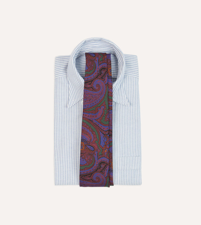 Purple Acanthus Print Silk Self Tipped Tie