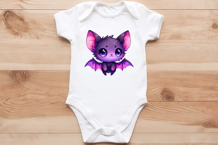Purple bat pup🦇 baby vest🖤🦔 Claxton Creations GB