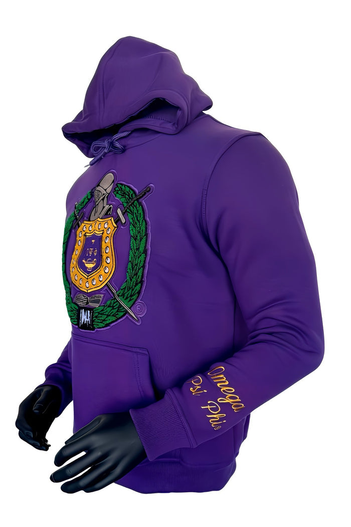 Purple Omega Shield Chenille Hoodie