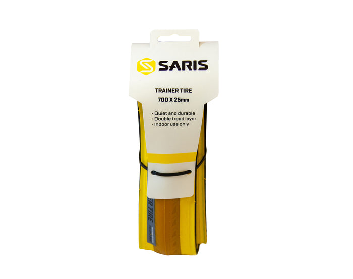 Saris Trainer Tire (9735T) — mounted on rear wheel, ready for wheel-on trainer use