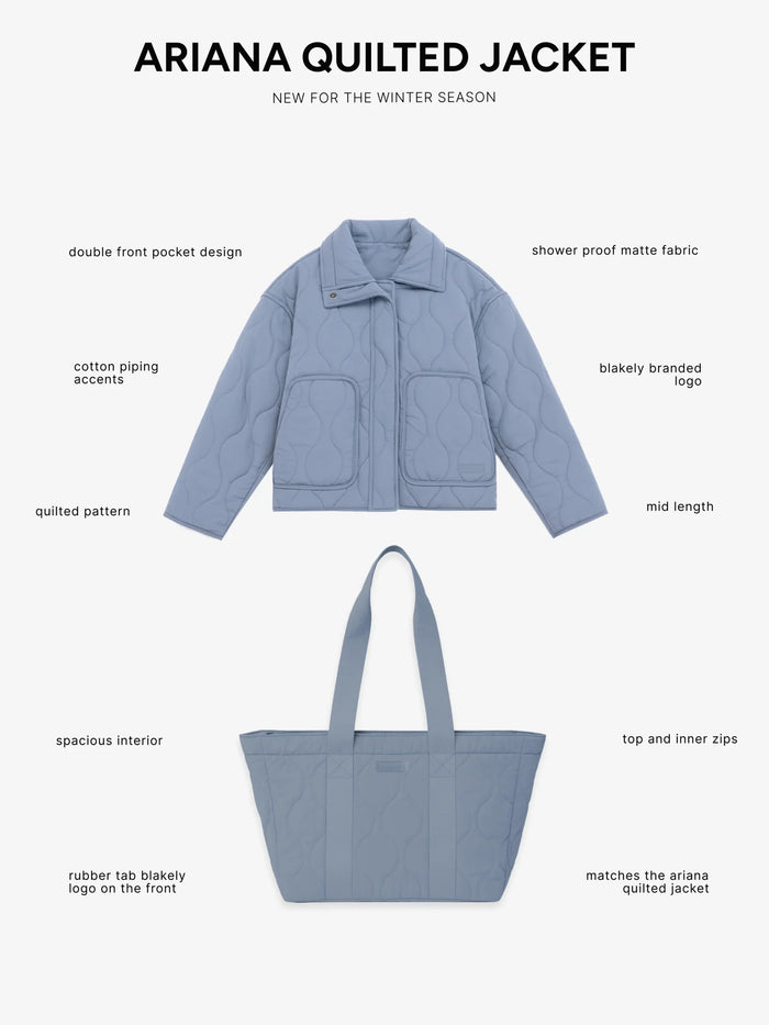 Quilted Tote Bag - Dusty Blue