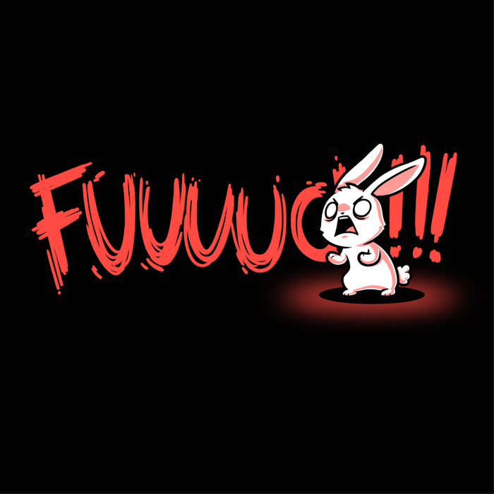 Classic Cotton T-shirt_TeeTurtle black Rage Mode Classic Cotton T-shirt featuring a screaming angry bunny obscuring the word "Fuuuuuuc" with three exclamation points at the end