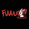 Long Sleeve T-shirt_TeeTurtle black Rage Mode Long Sleeve T-shirt featuring a screaming angry bunny obscuring the word "Fuuuuuuc" with three exclamation points at the end