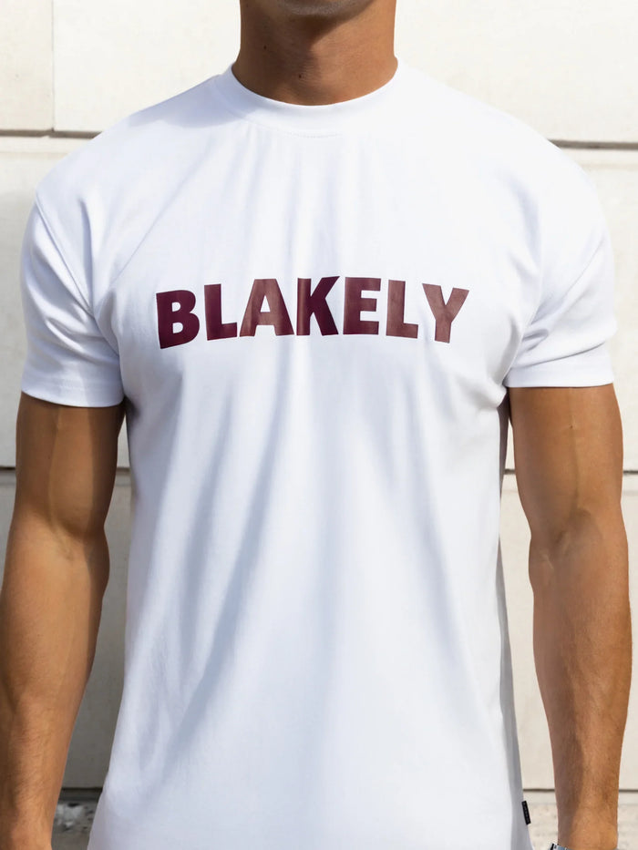 Raife Relaxed T-Shirt - White & Burgundy