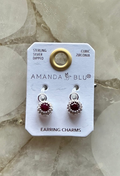 Red CZ Halo Earring Charm Silver Amanda Blu Earrings