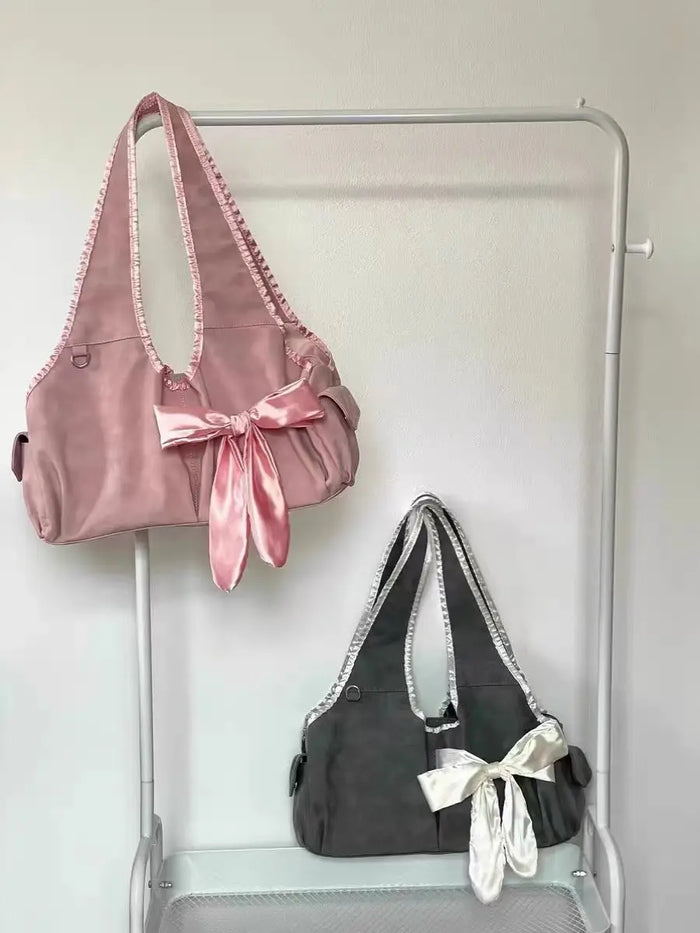 Ribbon Bow Large Tote/Shoulder Bags fashionnsio