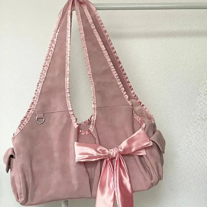 Ribbon Bow Large Tote/Shoulder Bags fashionnsio