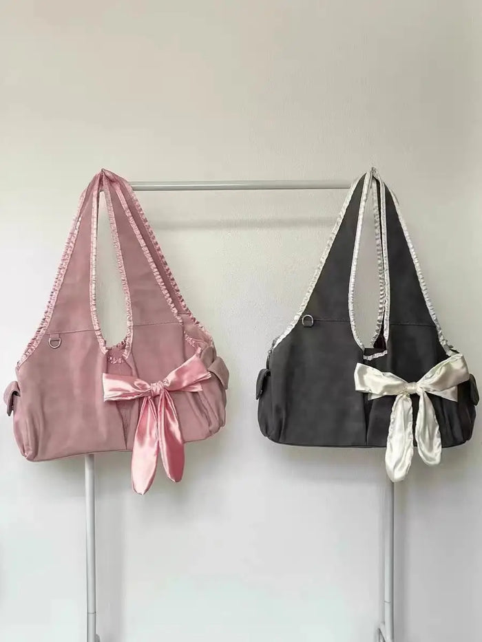 Ribbon Bow Large Tote/Shoulder Bags fashionnsio
