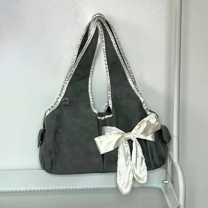 Ribbon Bow Large Tote/Shoulder Bags fashionnsio