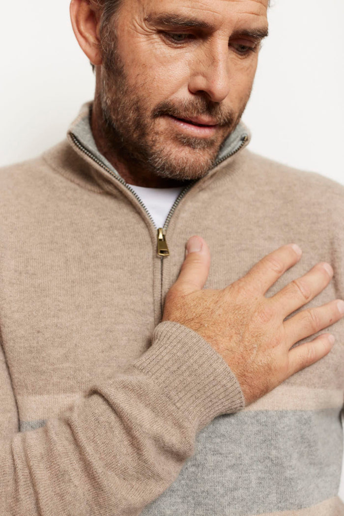 Alessandra Cashmere Sweater Ricky Stripe Cashmere Sweater in Walnut