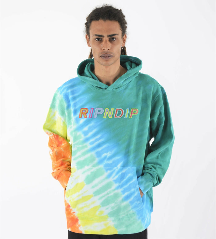 RIPNDIP PRISMA HOODIE TEAL RAINBOW DYE FELPA