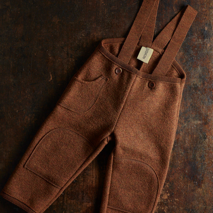 River Baby & Kids Dungarees - Boiled Merino Wool - Auburn