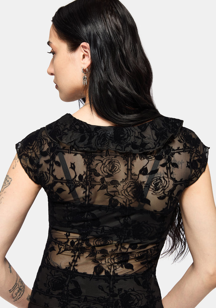 Rose Riot Flock Mesh Blouse