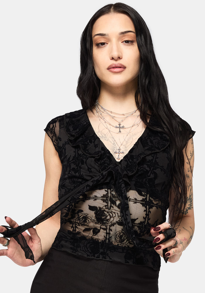Rose Riot Flock Mesh Blouse