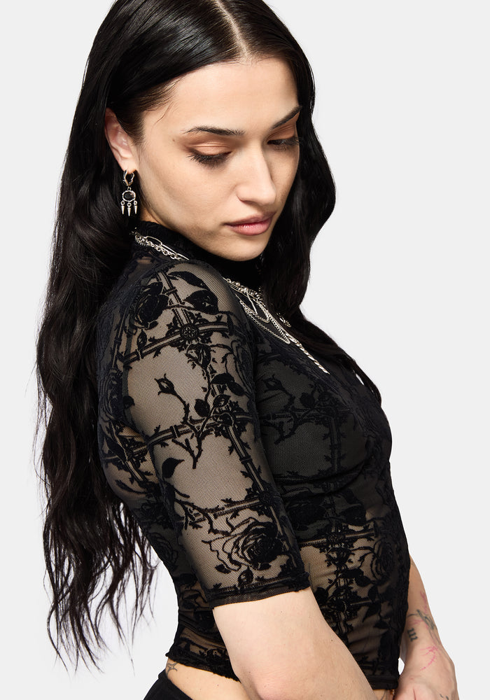 Rose Riot Flock Mesh Top