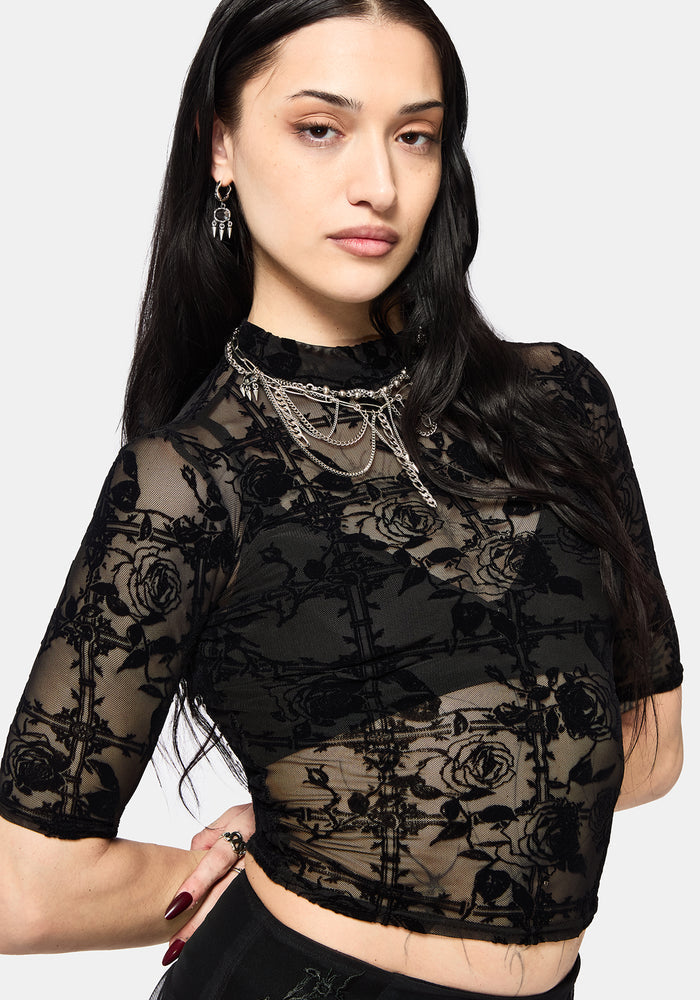 Rose Riot Flock Mesh Top