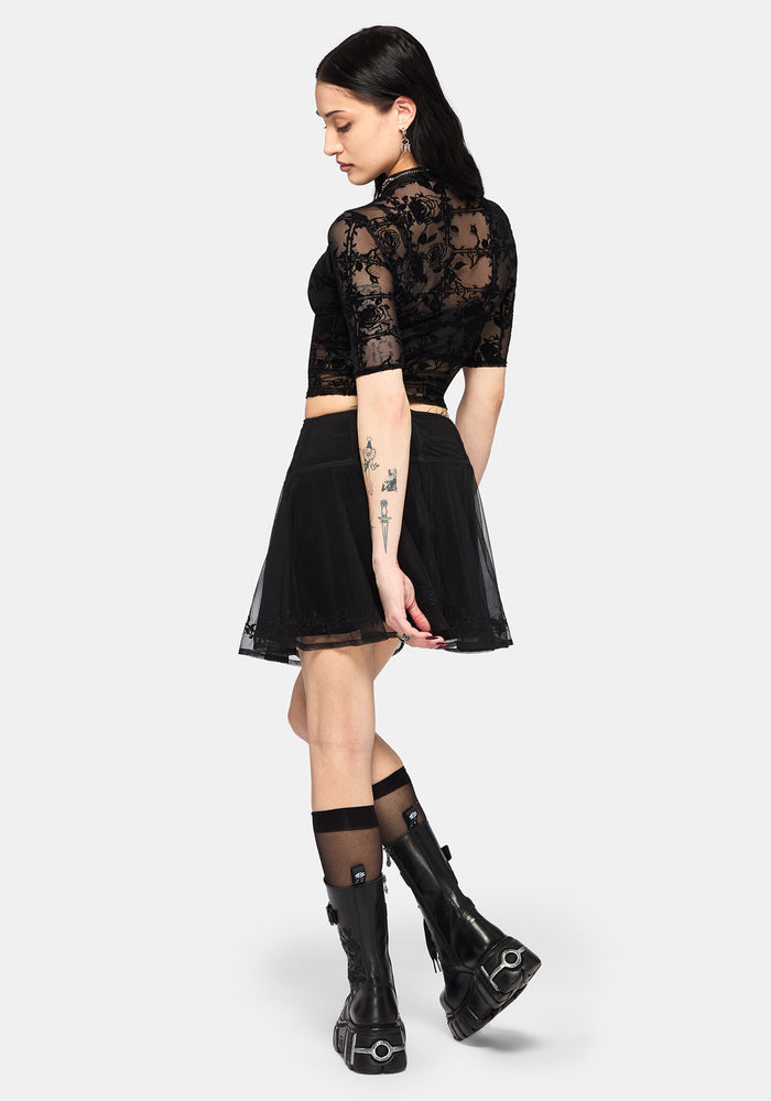 Rose Riot Flock Mesh Top