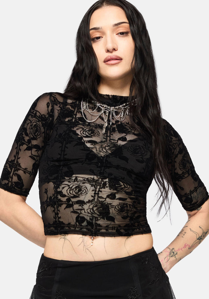Rose Riot Flock Mesh Top