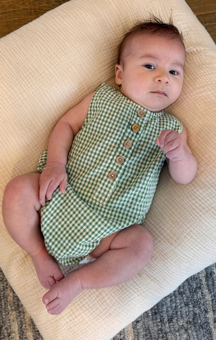 Rowan Onesie ~ Field Green Gingham
