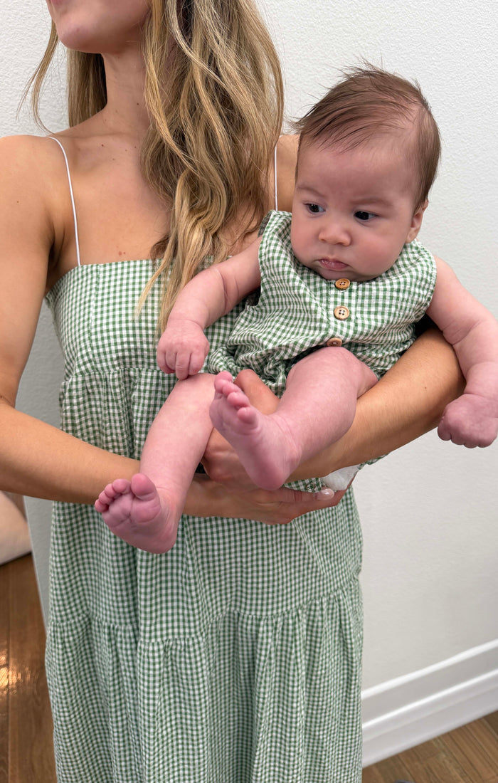 Rowan Onesie ~ Field Green Gingham