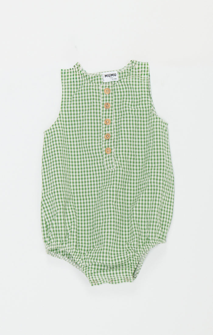 Rowan Onesie ~ Field Green Gingham