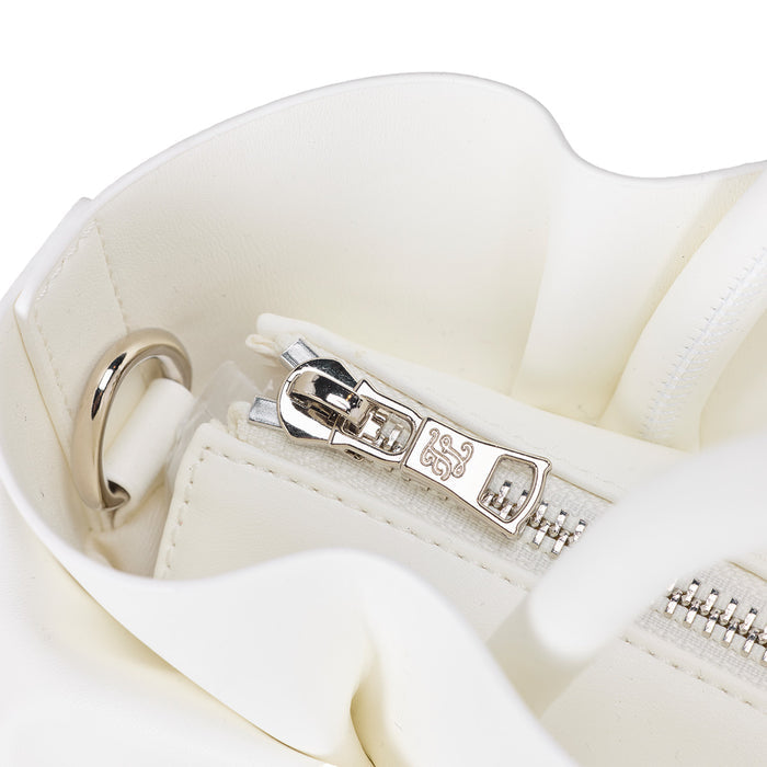 Ruffle Ribbon Tote Bag (White)