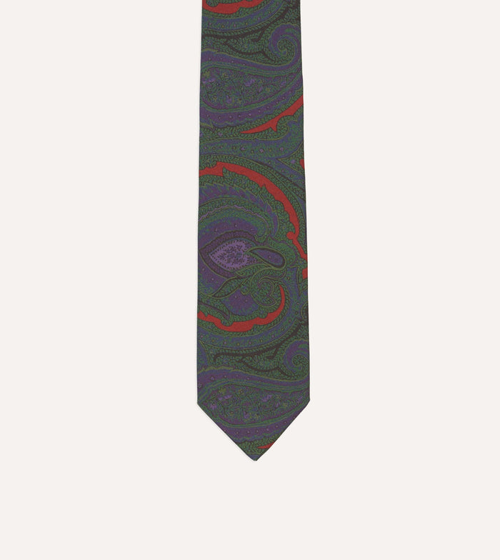 Rust Large Paisley Print Madder Silk Self-Tipped Tie
