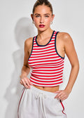 Sandy Stripe Thermal Tank - Red & Navy
