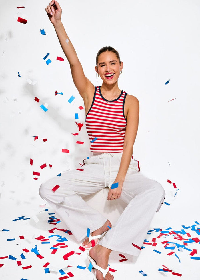 Sandy Stripe Thermal Tank - Red & Navy