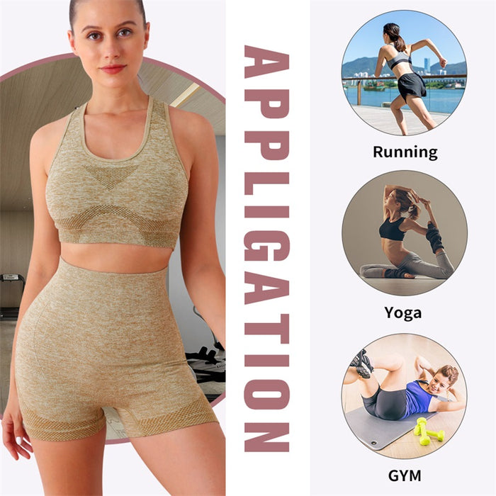 Scrunch Butt Lift Yoga Shorts High Waist Gym Leggings Fitness Workout Set
