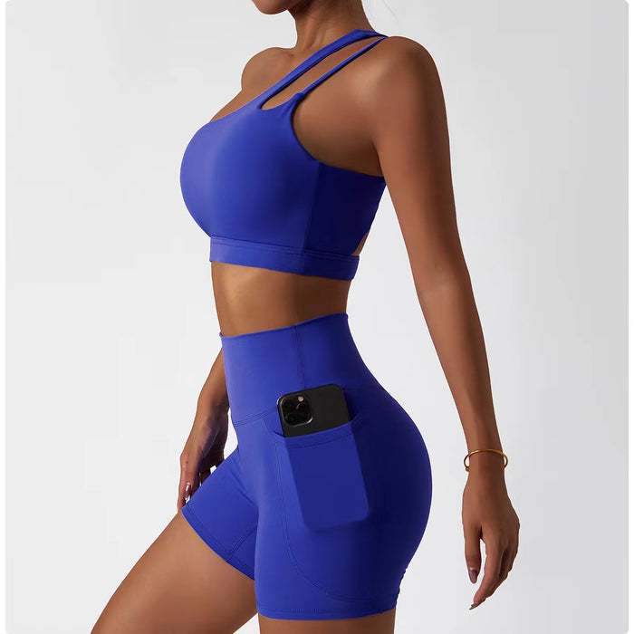 Seamless One-Shoulder Bra Wear Scrunch Butt Lift Shorts Pants Workout Shorts