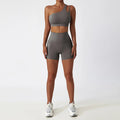 Seamless One-Shoulder Bra Wear Scrunch Butt Lift Shorts Pants Workout Shorts
