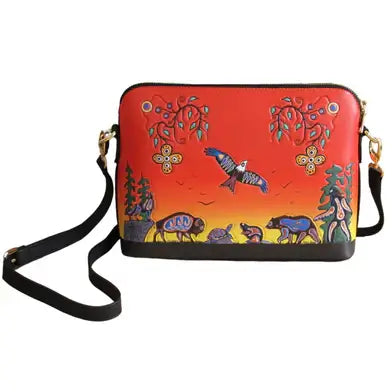 Seven Grandfather Teachings Art Bag featuring vibrant artistry by Anishinaabe artist Cody Houle.