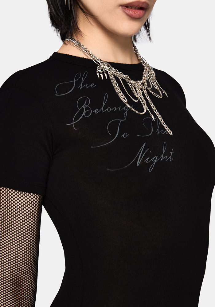 Shae Fishnet Long Sleeve Mini Dress