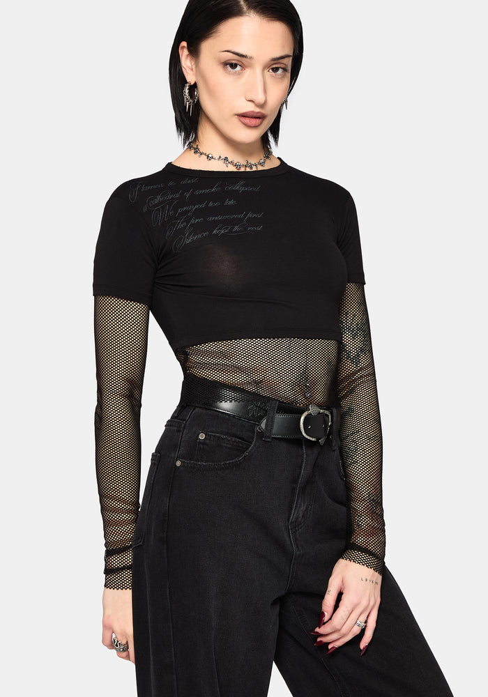 Shae Fishnet Long Sleeve Top