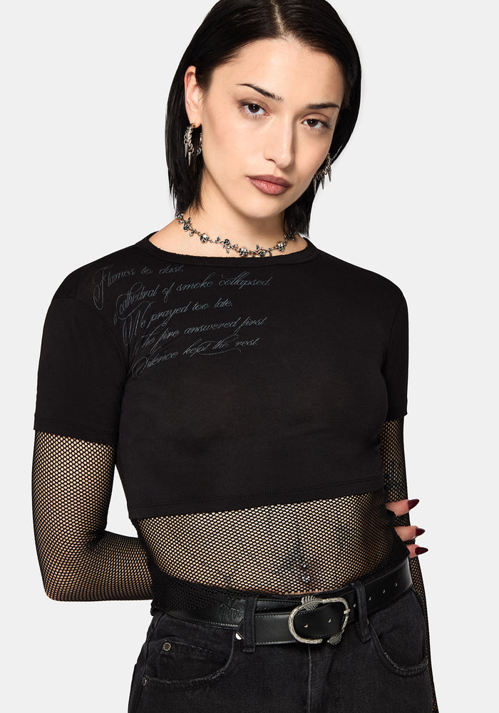 Shae Fishnet Long Sleeve Top