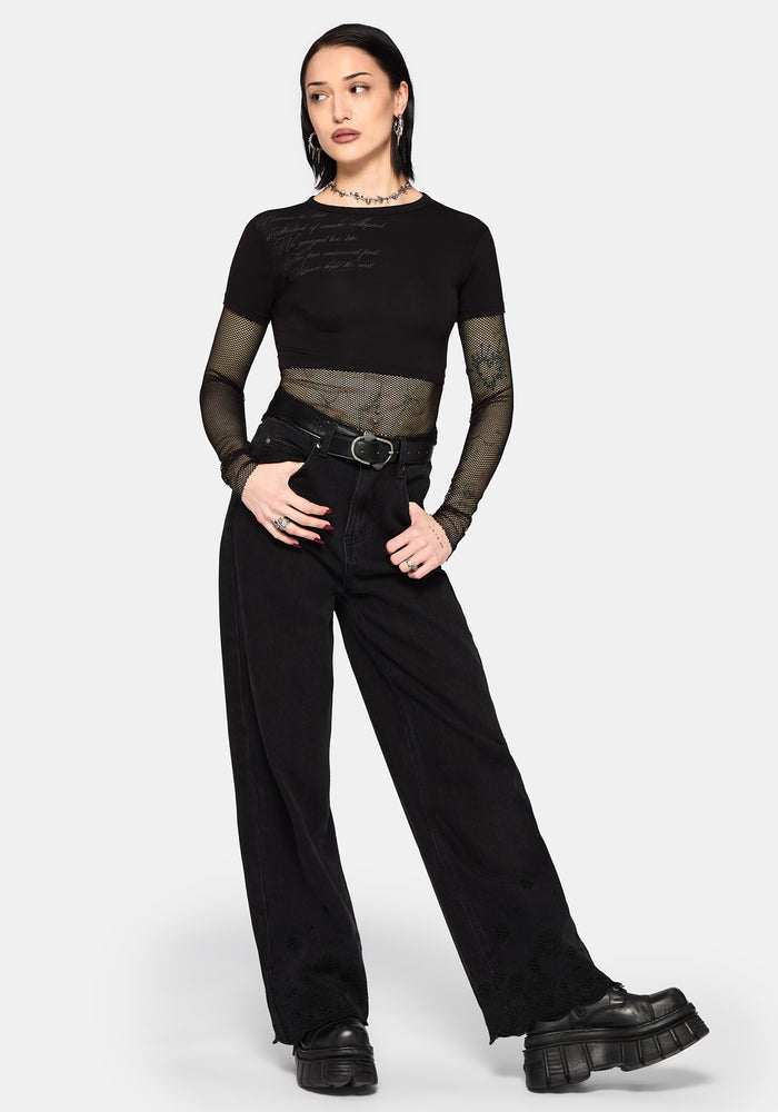 Shae Fishnet Long Sleeve Top